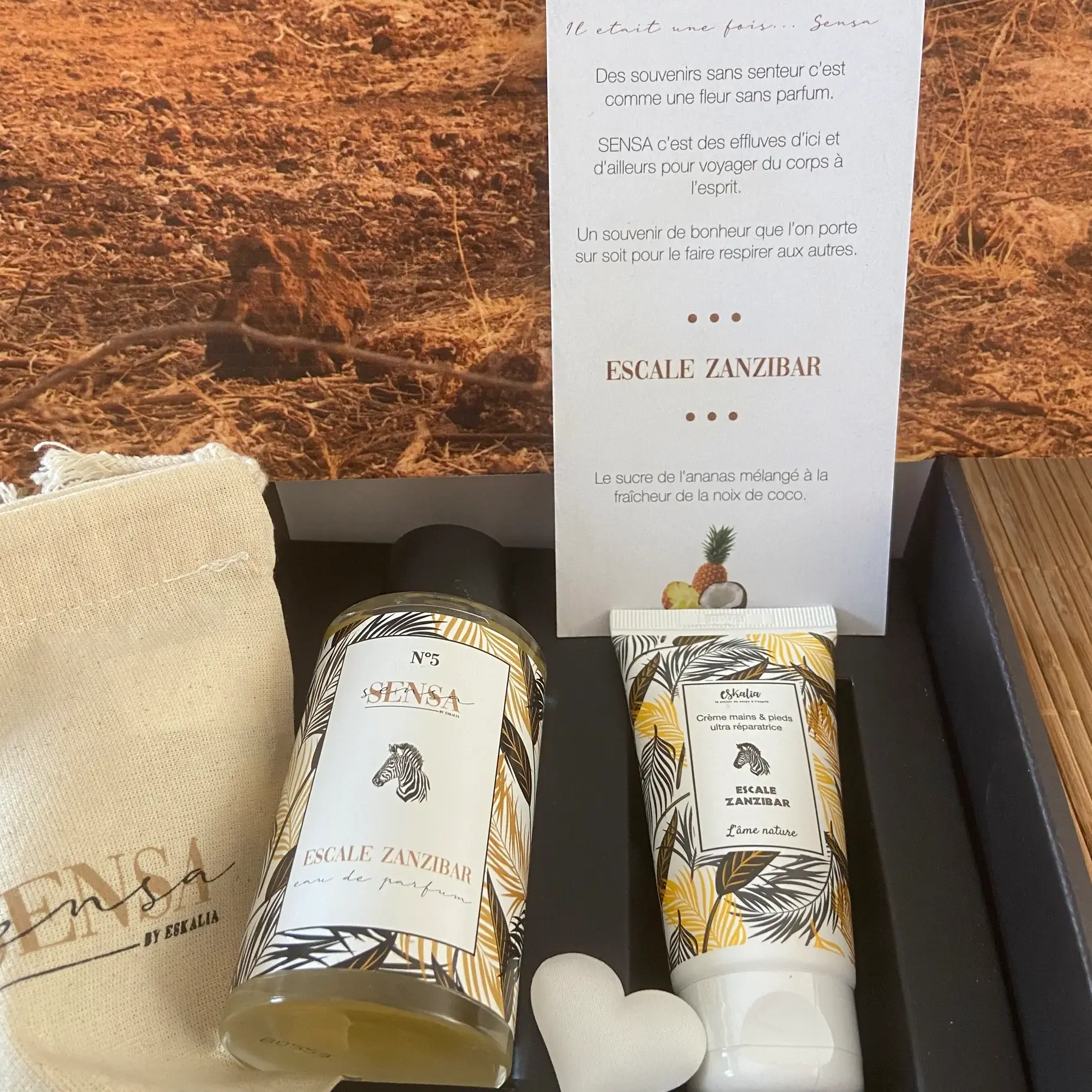 Coffret Eskalia Escale Zanzibar Sensa eau de parfum et crème mains