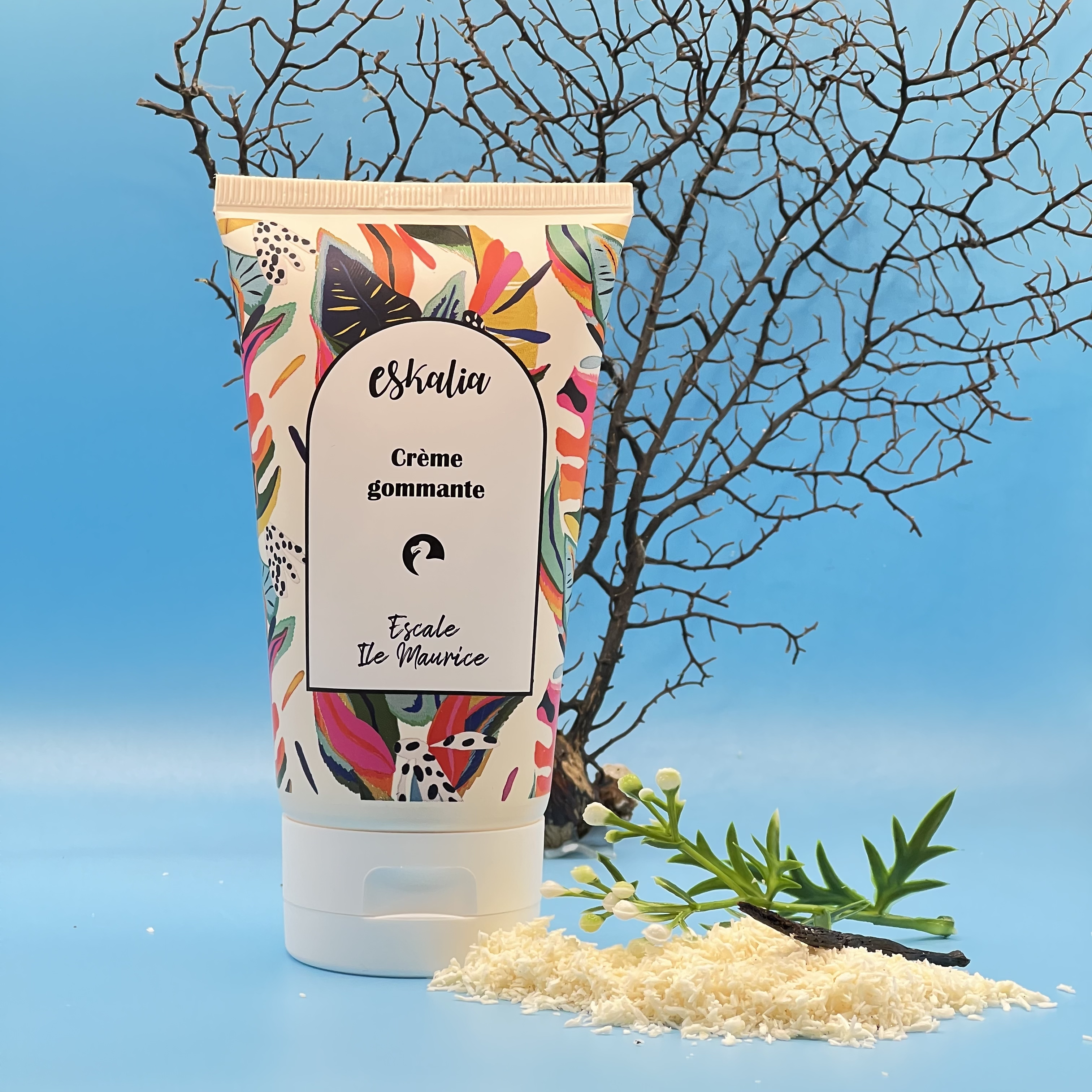 Crème gommante corps Eskalia Escale Île Maurice - gommage exfoliant coco jasmin vanille 150ml