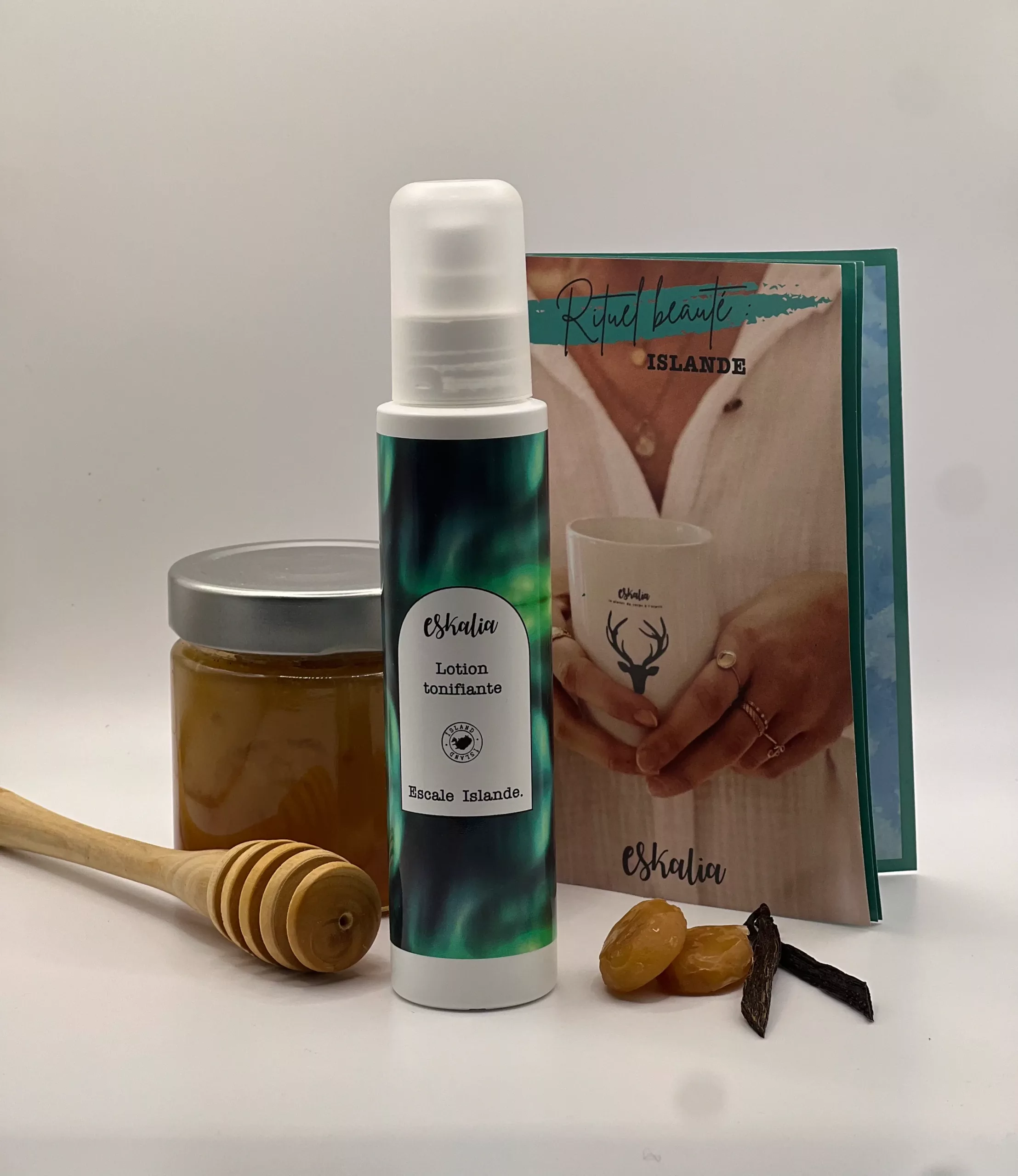 Lotion tonifiante visage Eskalia Escale Islande 100ml vaporisateur miel vanille caramel